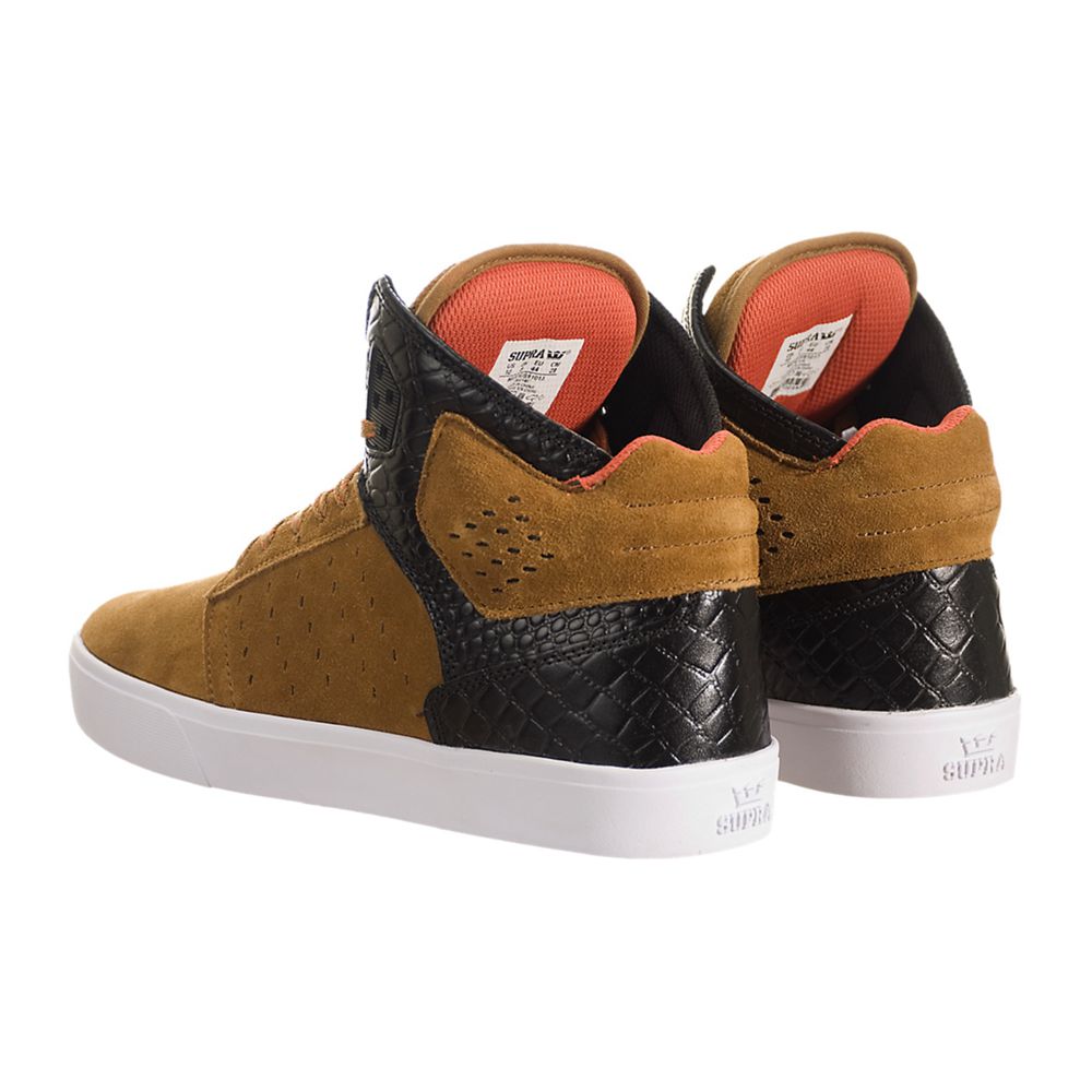 Chaussures de Skate Supra Atom Marron Brown/Black-White Homme | BWL-35746058